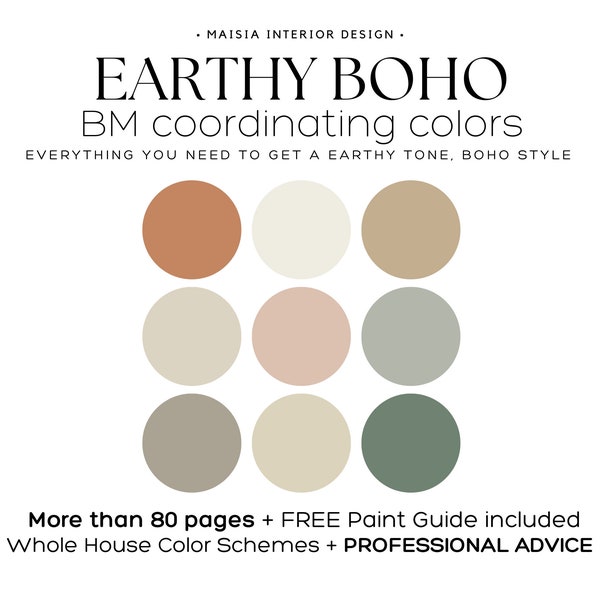 Whole house paint palette Benjamin Moore Color Palette paint color scheme for home best EARTHY boho color palette boho paint palette idea