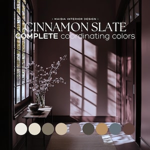 CINNAMON SLATE Color of the year 2025 Benjamin Moore color palette whole house paint palette MOODY interior color plum brown color scheme