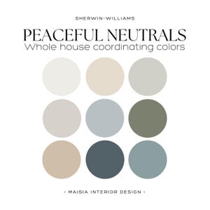 Sherwin Williams color palette of the year 2025 peaceful neutral color scheme whole house paint palette modern calm paint color Malabar SW