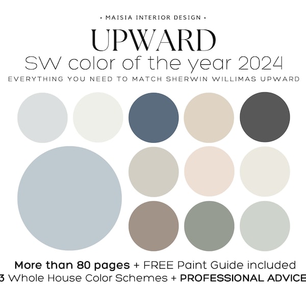 Color of the year 2024 UPWARD Sherwin Williams, whole house color palette, Sherwin Williams paint color palette Coastal color scheme idea