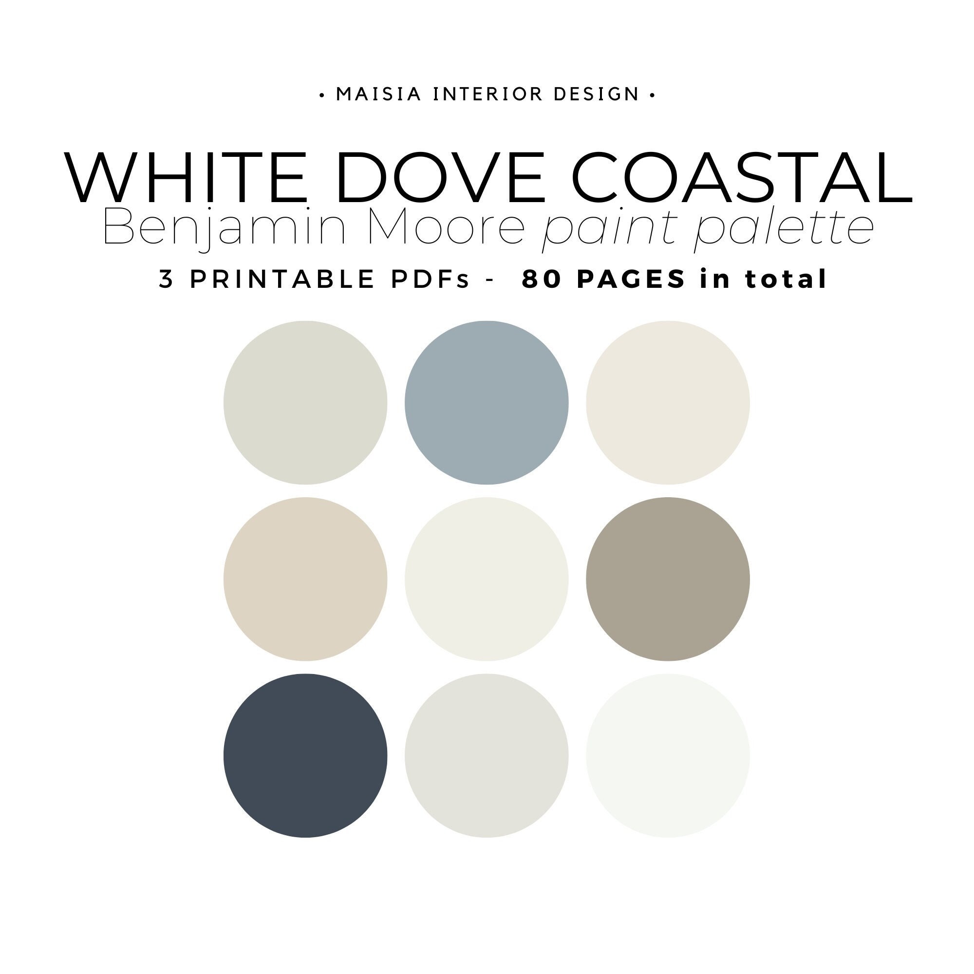 Coastal Color Palette WHITE DOVE Benjamin Moore Color Etsy