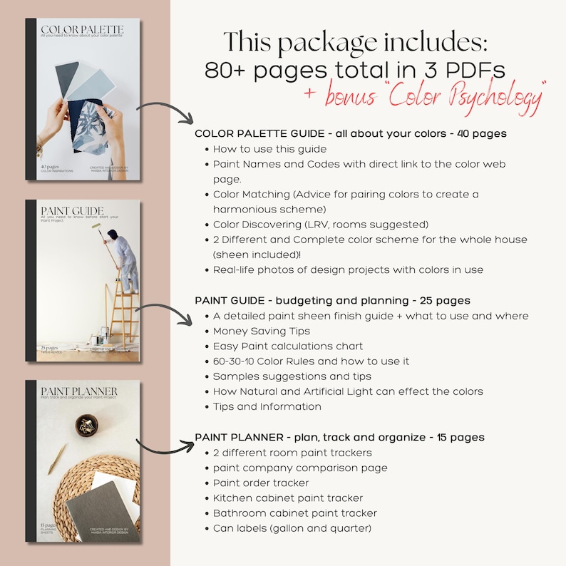 CREAMY WHITE Cabinet Benjamin Moore Color Palette Whole House Paint Palette Coordinating Colors Neutral Paint Palette Calm Interior Paint zdjęcie 3