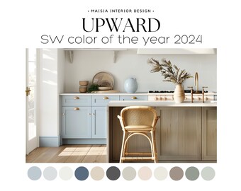 Color of the year 2024 UPWARD Sherwin Williams whole house color palette Sherwin Williams paint color palette Coastal color scheme idea