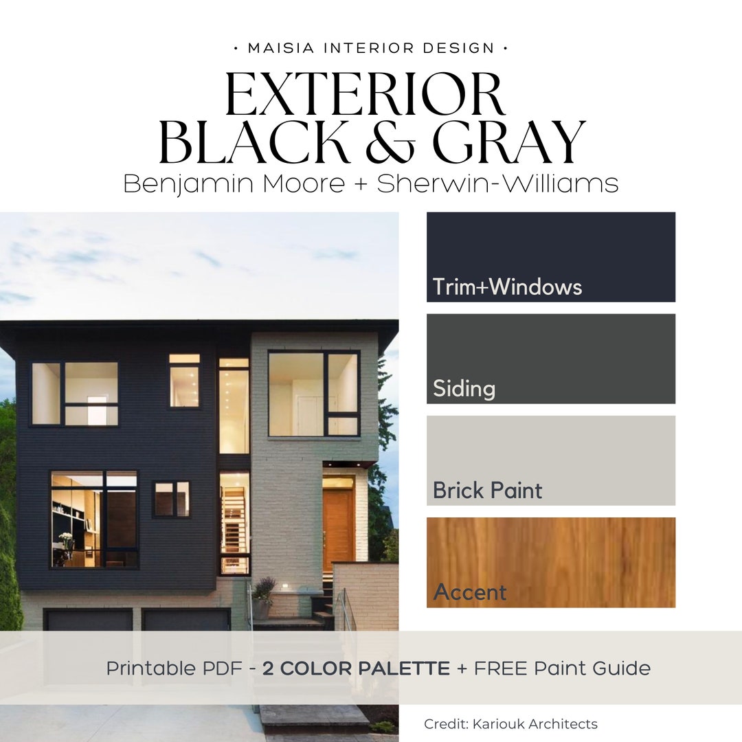 BLACK EXTERIOR Color Palette, Black Exterior Home Color Scheme, Modern