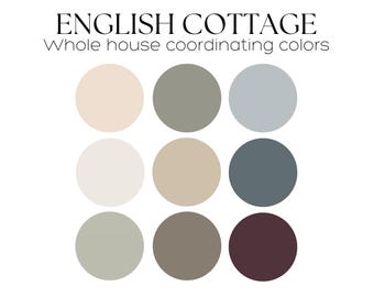 ENGLISH COTTAGE color idea whole house paint palette Sherwin Williams Color Palette Cottagecore color scheme Rustic English Country color