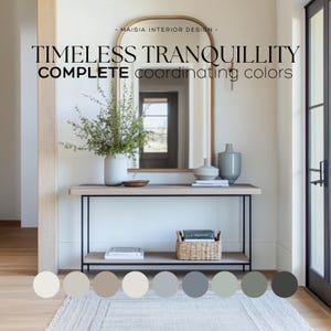 Calm Sherwin Williams color palette of the year 2025 whole house paint palette modern rustic paint palette for home timeless serene colors