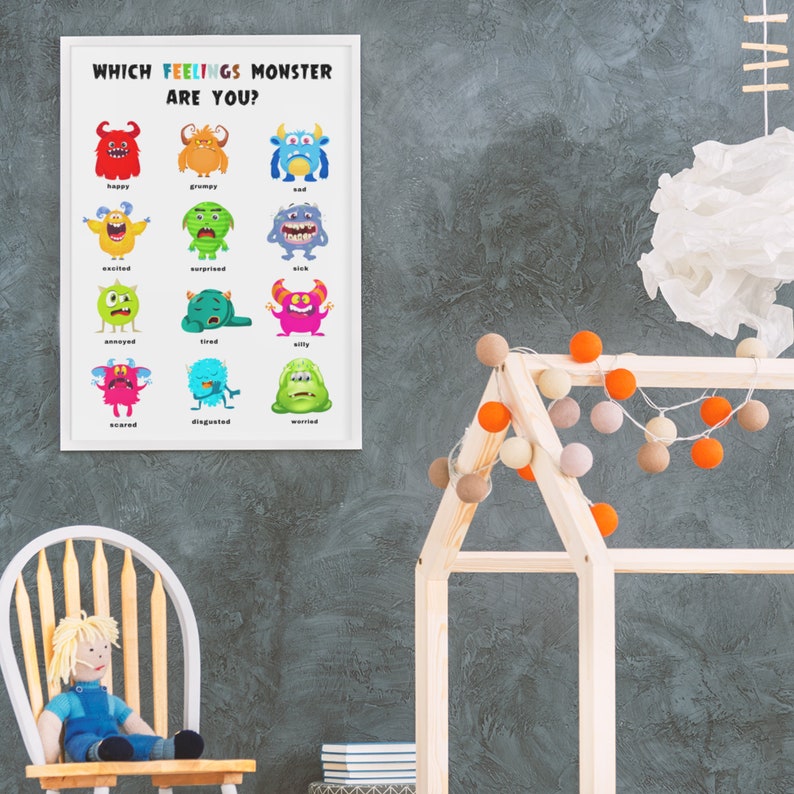 Feelings Poster, Monster Feelings, Printable Wall Art ASD Feelings ...