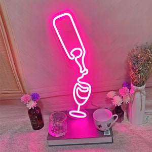 Arte per amanti del vino, insegna al neon per vino, decorazione da parete per calici da vino, insegna al neon per calici da vino, opera d'arte per vino, insegna con logo personalizzato, insegna al neon, insegna al neon Custon