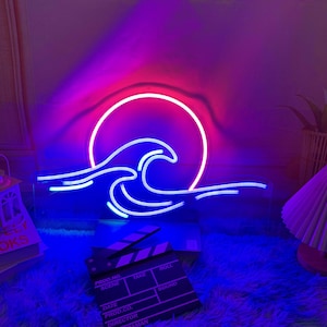 Decorazione insegna al neon Sun Ocean, insegna al neon Alba tramonto, insegna al neon Tramonto, insegna al neon personalizzata, insegna al neon Sun Wave, insegna al neon per camera da letto, decorazione da parete