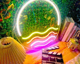 Custom Sunset Wave Neon Sign: Vaporwave Room Decor