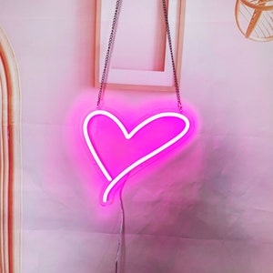 Heart Neon Sign, Love Heart Neon Sign, Neon Sign Wall Art, Love Sign, Custon Neon Sign, Minimalist LED Neon Heart Light, Love Art Neon Sign