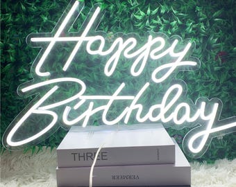 Custom Happy Birthday Neon Sign, Personalized Party Decor