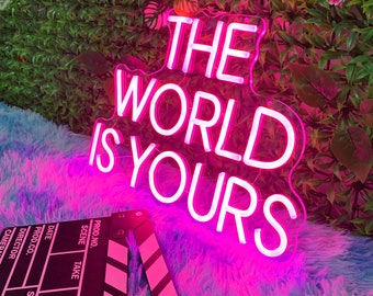 The World is Yours Neon Sign: Custom LED Party Decor