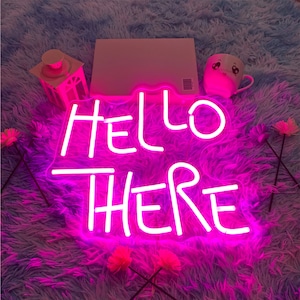 Ciao a tutti, Insegna al neon Hell Here, Luci decorative di Halloween, Decorazioni horror con O & T tremolanti / Decorazione della stanza, Barra con insegne al neon, Luce al neon
