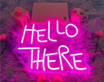 Hello There, Hell Here Neon Sign, Halloween Decor Lights, Horror Decor with Flickering O & T | Room Decoration, Neon Sign Bar, Neon Light