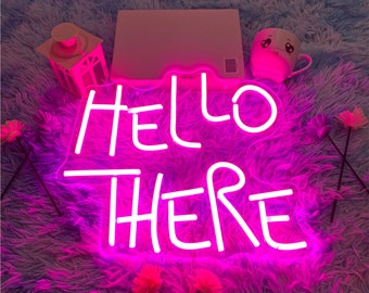 Hello There, Hell Here Neon Sign, Halloween Decor Lights, Horror Decor with Flickering O & T | Room Decoration, Neon Sign Bar, Neon Light