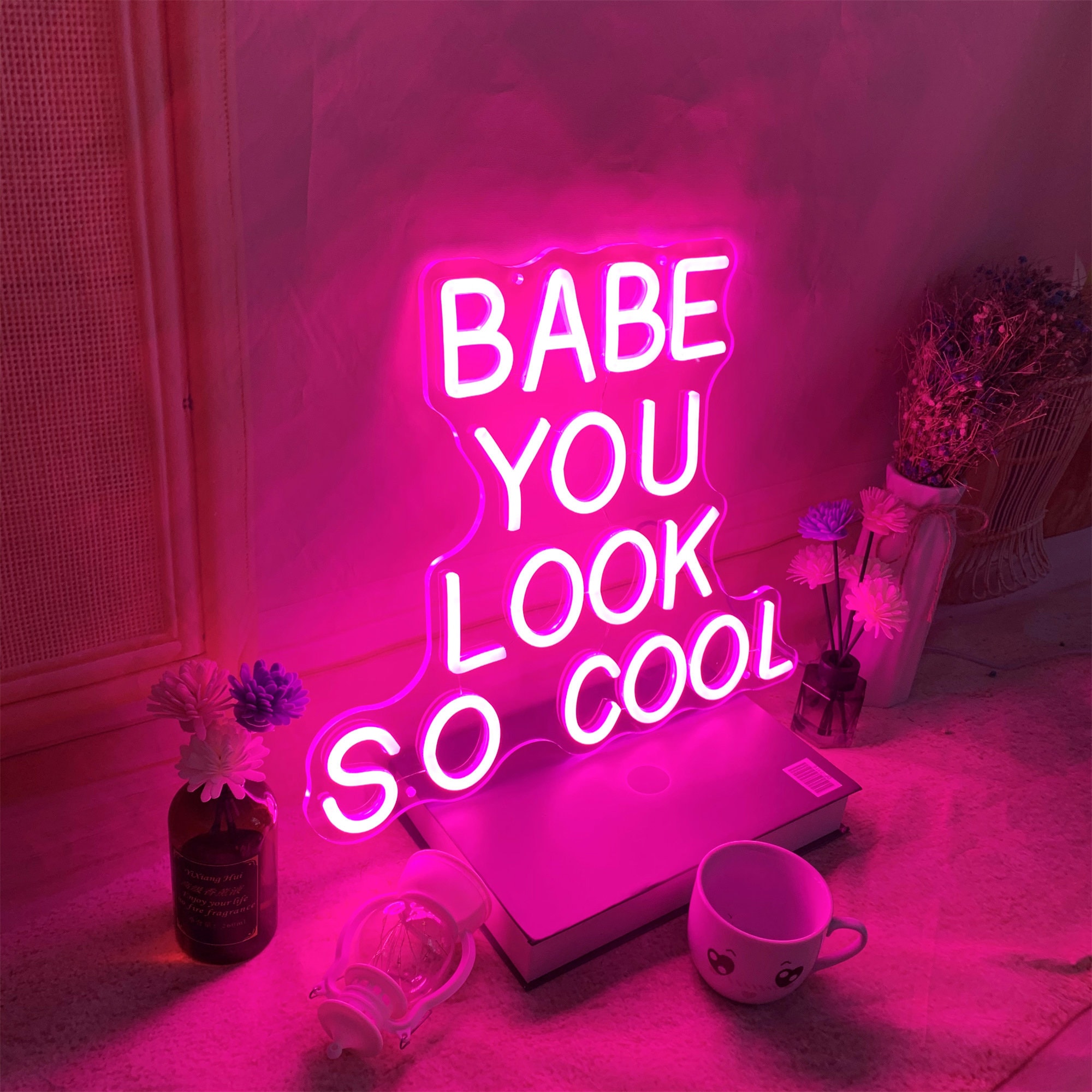 Baby You Look So Cool Neon Sign, Neon Sign Bar Art Decoration,  Babe You Look So Cool Led Light, Neon Sign Wall Decor, Custom Logo Sign