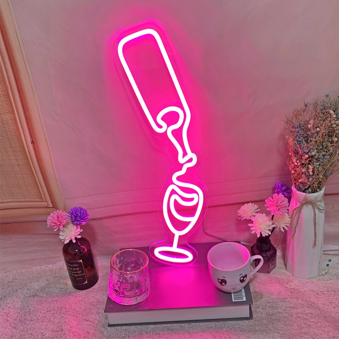 Wine Lover Art, Wine Neon Sign, Wine Glass Wall Decor, Wine Glas S Neon Sign, Wine Art Work