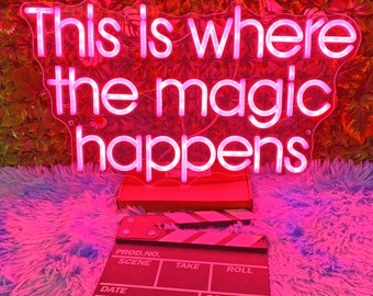 This is where the magic happens Neon Sign,  Led Sign Custom Wall Art, Neon Wedding Sign, LED Neon Signs, Neon Sign Bar, Personalized Gifts