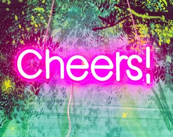 Custom Cheers LED Neon Sign: Wedding & Bar Decor