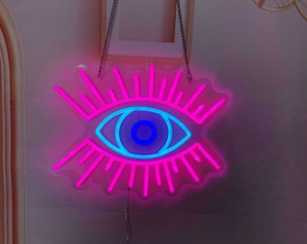 Eye Neon Sign, Evil Eye Neon Sign Wall Art Decor, Demon Eye Neon Sign, LED Neon Sign, Spiritual Lights, Eye Decor, Home Neon Sign,Baby Gifts