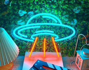 UFO Neon Signs, UFO Sign,  Flying Saucer Shape Neon Light Decorations, Flying Saucer, Ufo Neon Light, Neon Sign Wall Art, Bedroom Neon Sign