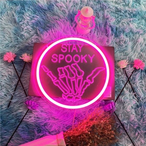 Stay Spooky Neon Sign, Custom Halloween Neon Sign, Led Light for Halloween Party, USB Led Light Sign, Neon Light with 3D Art, LED Neon Sign