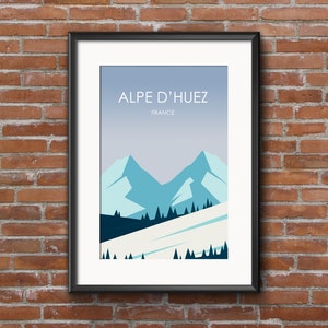Alpe D&#39;Huez Poster Print. France, French Alps Illustration