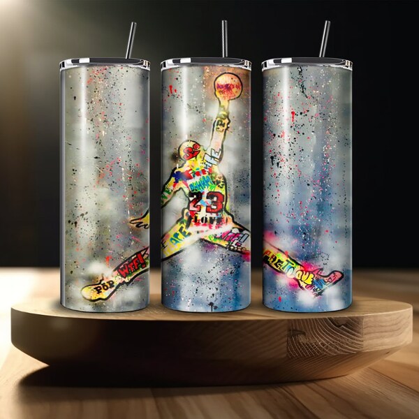 Custom MJ (Michael Jordan) Stainless Steel Insulated Skinny Tumbler (20 oz) w/lid & straw. *Each one comes in it’s OWN gift box*