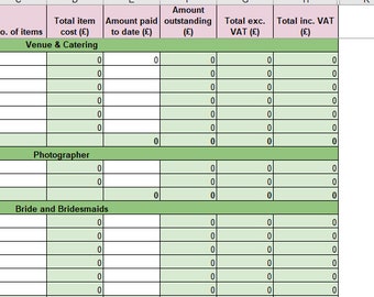 Wedding planning budget spreadsheet and checklist