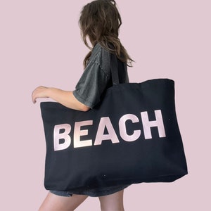 Große Jumbo Riesen Übergroße Segeltuch Urlaubs-Reisen-Wochenende Schwimmen wild Schwimmen wilden Strandtasche - Roségold