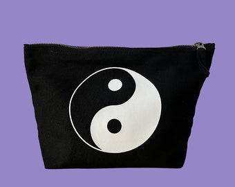 Ying Yang Schwarz Kosmetik Kulturbeutel Reisetasche Urlaub Zip Tasche Geldbörse