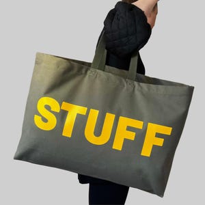 Grote Jumbo Gigantische Oversized Vakantie Reis Weekend Canvas STUFF Tas - Olijf + Geel
