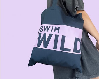 Inverse Swim Wild Tote Bag Sac à provisions à bandoulière Sac pour la vie | Bleu/Rose