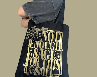 Not enough sage  for this Shoulder Shopping Bag Bag For Life | Black Bag Gold print
