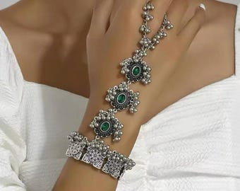 Kazakh Kyrgyz Uzbek Afghan Indian Central Asia Ethnic Antique Boho Handmade 2in1 bracelet ring Gift Mother&#39;s day pendant accessories unique