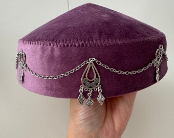 Takia- Kazachse, Kirgizische, stijlvolle hoed Speciaal cadeau Moeder en meisjes Uitstekende look Traditionele hoed Etnische ornamenten Zijderouteontwerp Centraal-Azië
