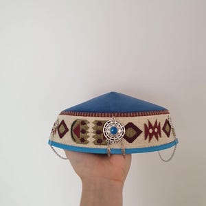 Takia- Kazakh, Kyrgyz, Stylish Hat Special Gift Mom & Girls Outstanding Look Traditional Hat Ethnic Ornaments Silk Road Design Central Asia