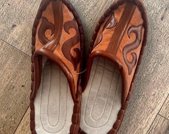 Eco Felted Leather Slippers: Kazakh Kyrgyz Mongolian Ethnic Style