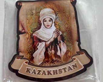 Magnetisch Kazachstan halverwege de eeuw nomadische levenscultuur Kazachse vrouw etnische outfit nationaal patroon ornamenten ontwerpstijl ontwerp zijderoute