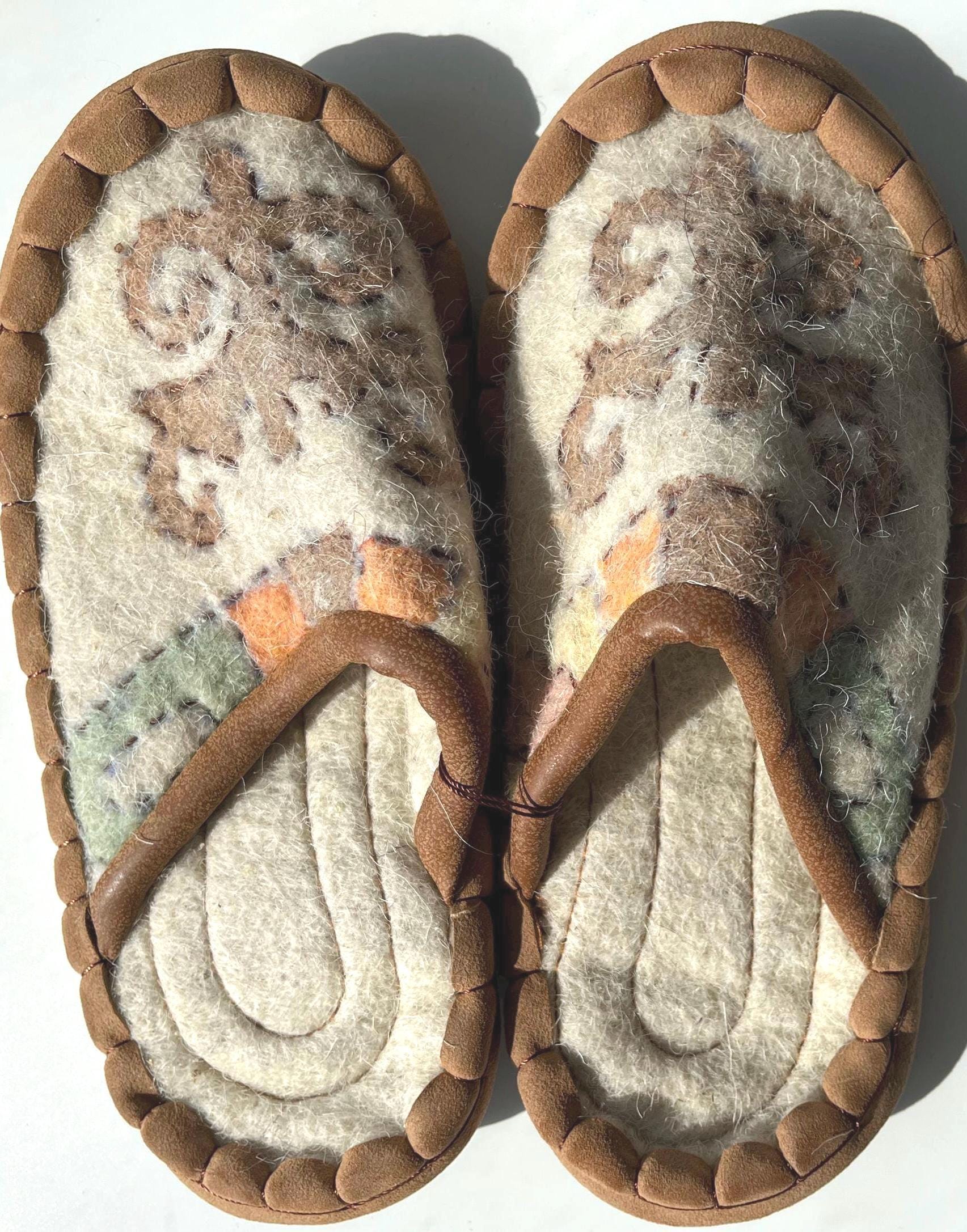 Eco Felted Slippers: Kazakh Kyrgyz National Design, Handmade