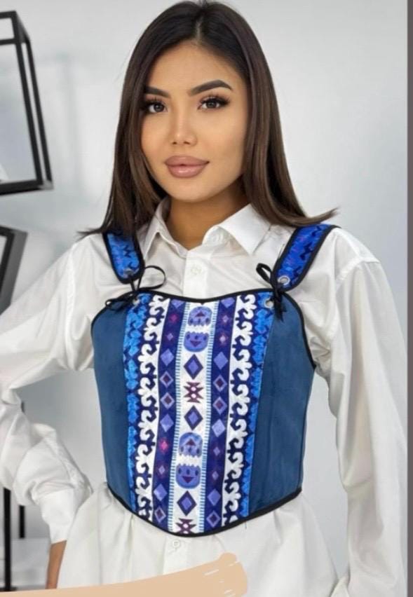 Ethno Kyrgyz,Kazakh corset Traditional Outfit Outstanding Look Trend Ethnic Ornament Silk Road Design Luxury Look