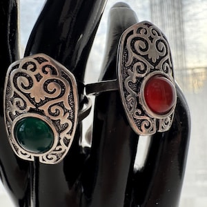925 Silver Kazakh, Kyrgyz, Uzbek, Afghan Ethnic Antique Retro Boho Handmade Rings Gift Women Mothers day