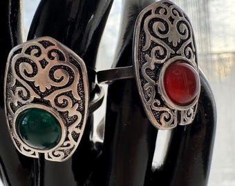 925 Silver Kazakh Kyrgyz Ethnic Ring: Antique Boho Handmade Jewelry
