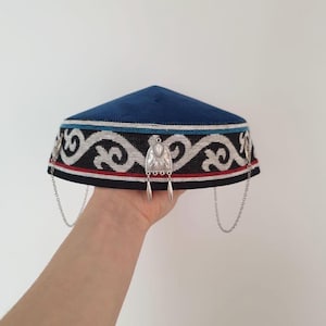 Takia- Kazakh, Kyrgyz, Stylish Hat Special Gift Mom & Girls Outstanding Look Traditional Hat Ethnic Ornaments Silk Road Design Central Asia