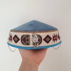 Takia- Kazakh, Kyrgyz, Stylish Hat Special Gift Mom & Girls Outstanding Look Traditional Hat Ethnic Ornaments Silk Road Design Central Asia