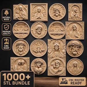 Bundel met meer dan 1000 CNC STL-bestanden, 3D-reliëfmedaillonmodellen, houtsnijontwerpen, CNC-router Artcam Aspire