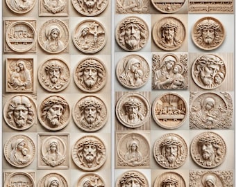 80+ religieuze STL-bundel voor CNC-router | Kruis Jezus Christus Maagd Maria 3D-reliëfmodellen | Christelijke houtsnijbestanden voor Aspire VCarve