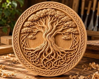 Tree of Life STL File, 3D CNC Wood Carving Relief, Sacred Wall Art, Spiritual Nature Design, Router File