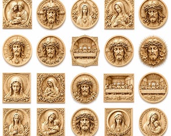 80+ Religious STL Bundle, Jesus Christ Virgin Mary Cross Models, Christian 3D Relief, CNC Router Files, Aspire VCarve